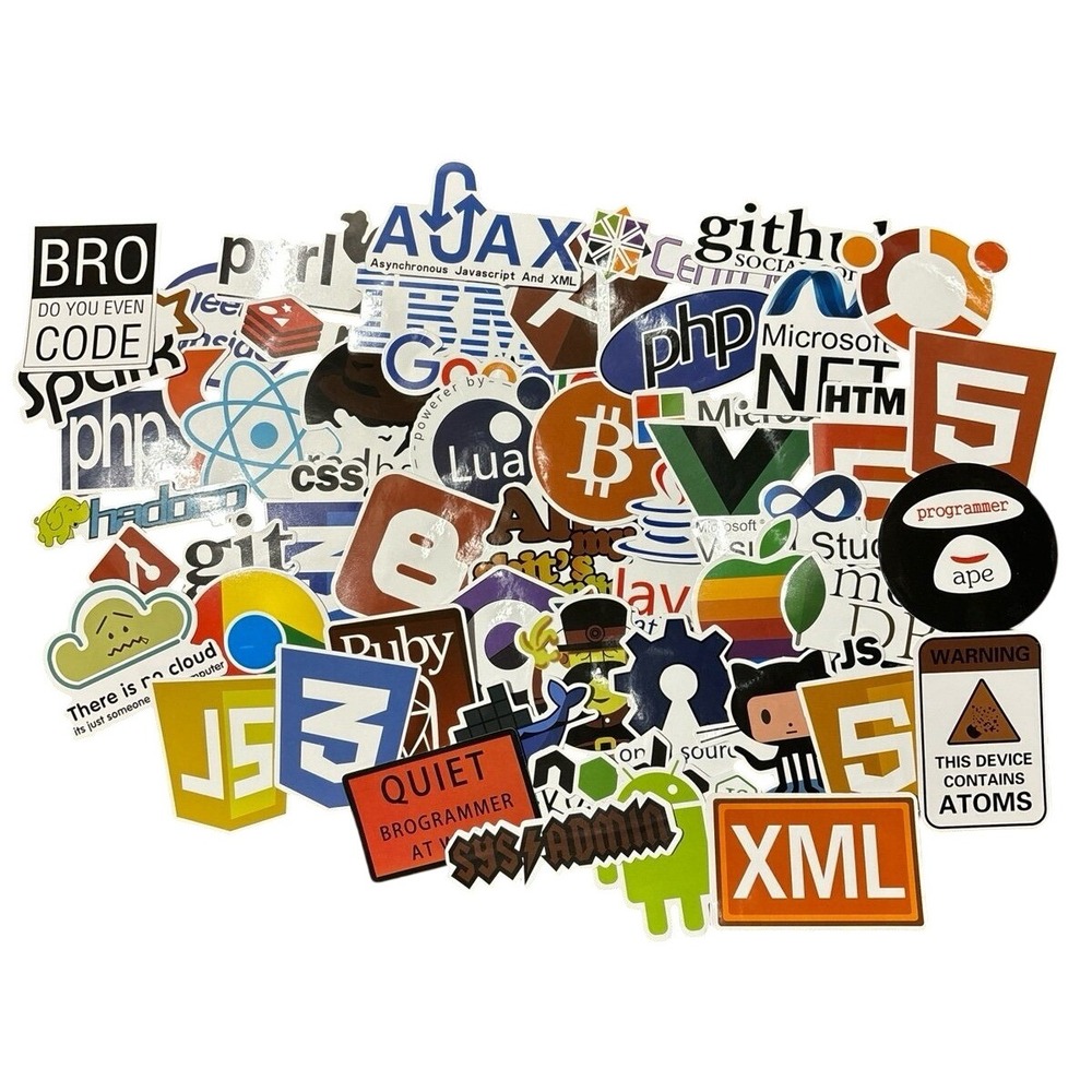 NEW 51pc Full Color Vinyl Computer Programming Coding Stickers